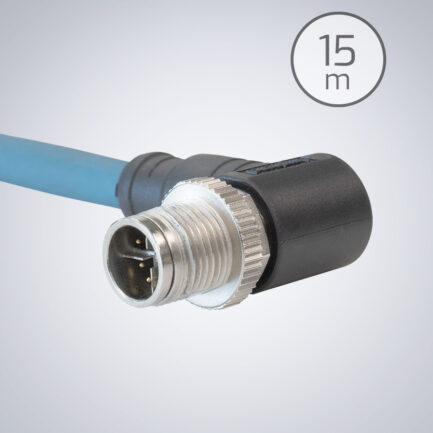 M12 转 RJ45 IP67 Cat6a 电缆【直角（Atlas/Helios 侧）】– 15米（Amphenol）