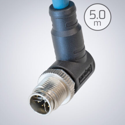 M12 转 RJ45 IP67 Cat6a 电缆【直角（向上）】– 5米（Amphenol）