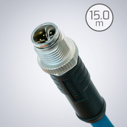 M12 转 RJ45 IP67 Cat6a 电缆（Amphenol）– 15米，深绿色