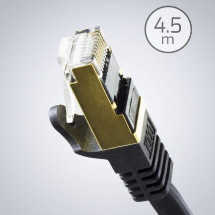 Cat6a STP 以太网跳线 – 4.5米，黑色，防卡扣设计
