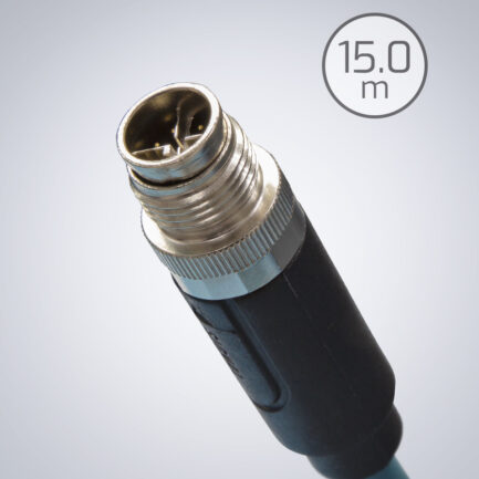 M12 转 RJ45 IP67 Cat6a 电缆 – 15m，深绿色